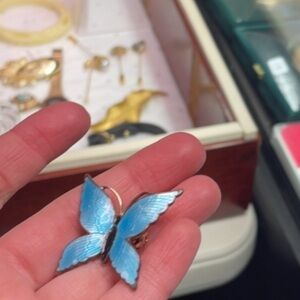 Blue butterfly pin brooch